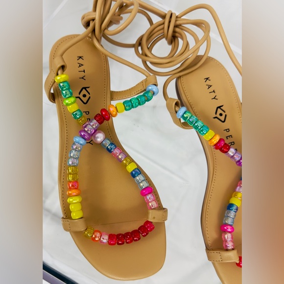 Katy Perry -The Halie Bead Ankle Wrap Sandal -In Biscotti Bright Multi U… - Picture 8 of 10